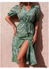 Vestido midi bohemio verde estampado para mujer Eliza